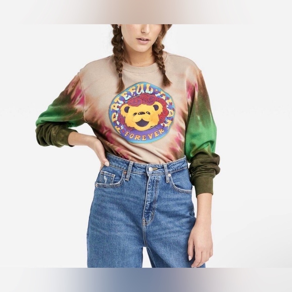 GRATEFUL DEAD‎ Women’s Forever Grateful Tie Dye Crewneck Pullover Size XS